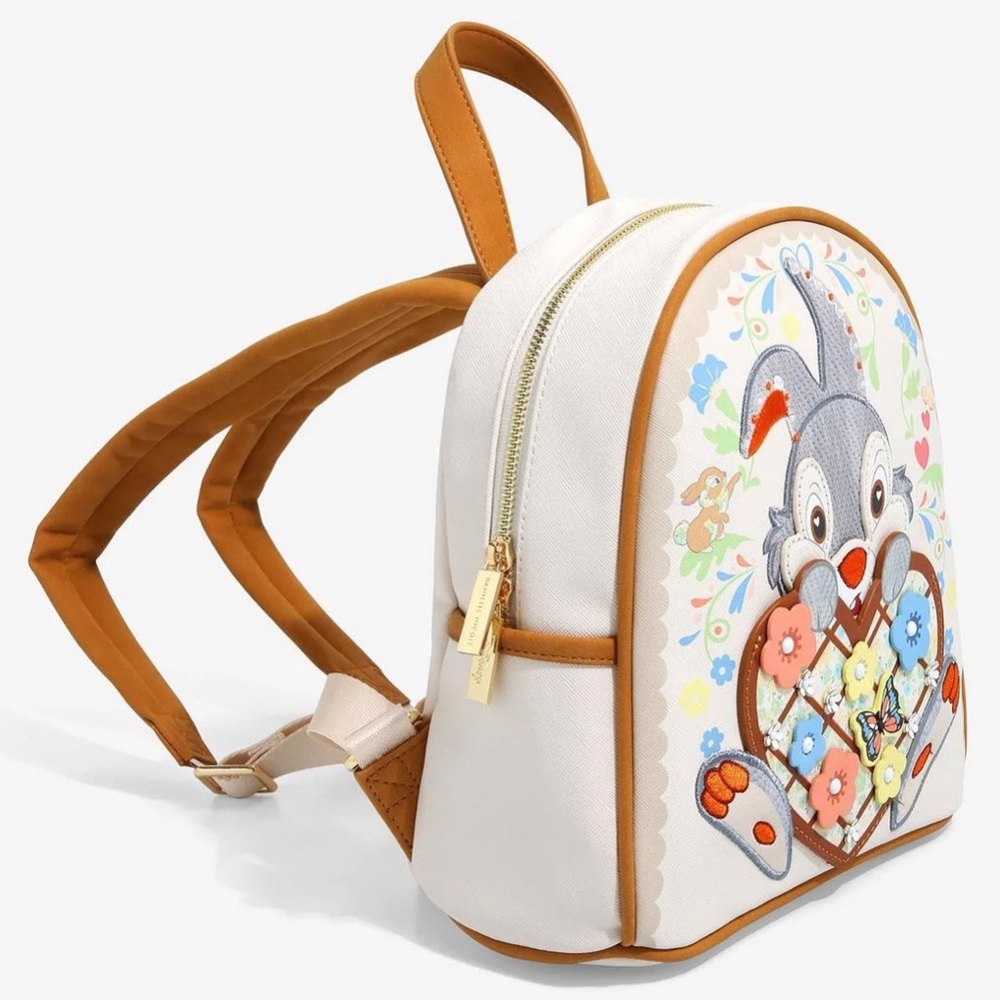 New Disney Danielle Nicole Thumper Mini Backpack Bambi Heart Rabbit Vegan Cream - Picture 2 of 6